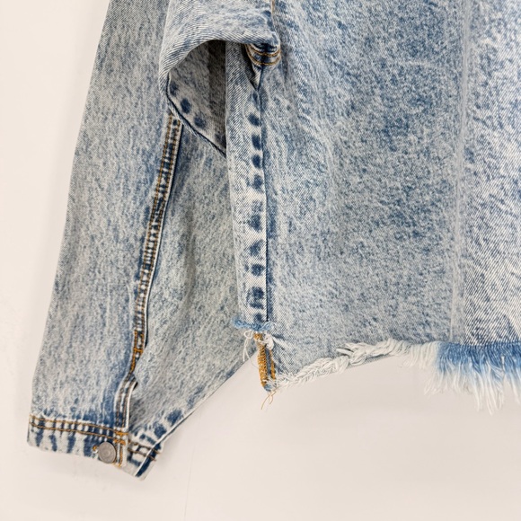 Happy Nature Womens Acid Wash Boxy Cropped Denim Jacket Oversized M 90s Grunge - Picture 6 of 14